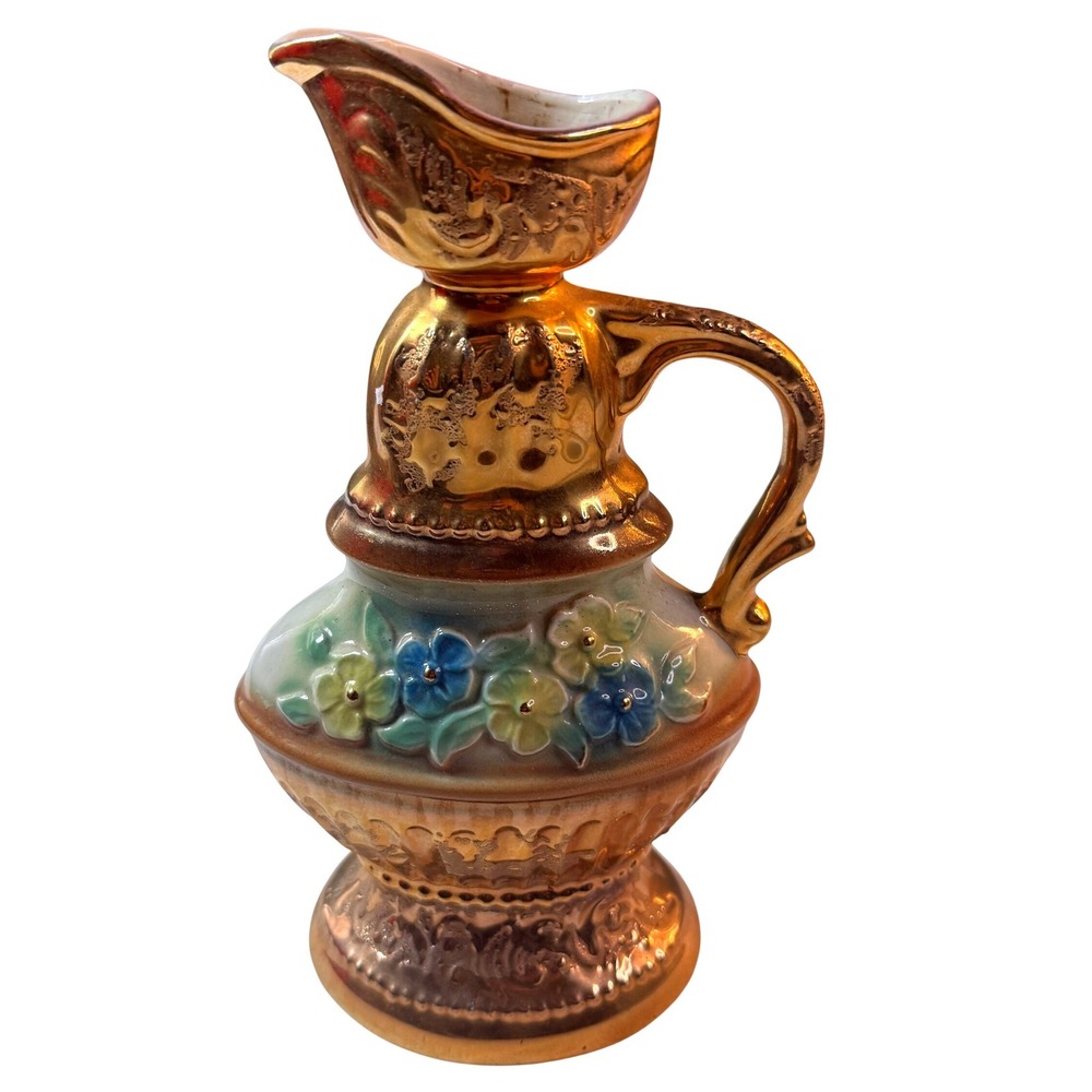 Vintage Regal China 1976 Floral Decanter Bottle 22K Gold Wash MCM Kitsch Barware